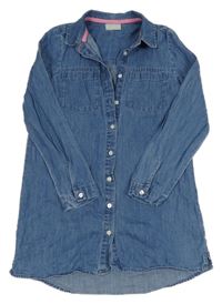 Modré propínací riflové šaty s límečkem Matalan