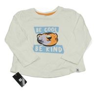 Nové - Bílé triko s nápisem tygrem 