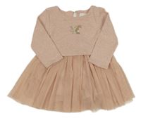 Světlerůžové teplákové šaty s tylovou sukní a králíkem Next