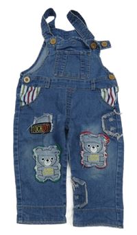 Modré laclové rifle s medvědy 