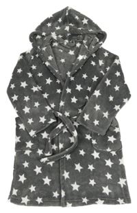 Šedý chlupatý župan s hvězdami a kapucí TCM