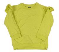 Neonově žlutá puntíkatá mikina s volánky Pep&Co