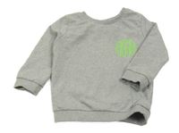 Šedá melírovaná lehká mikina se zeleným nápisem Ergee