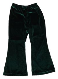 Smaragdové sametové flare tepláky shein