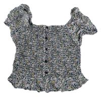 Černo-barevný lehký žabičkovaný crop top Primark