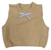 Hnědá crop svetrová vesta s mašlí shein