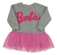 Šedé teplákové šaty s růžovou tylovou sukní - Barbie