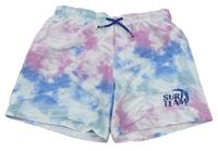 Bílo-růžovo-modré batikované plážové kraťasy H&M