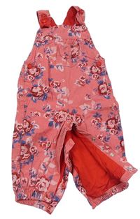 Lososové květované plátěné laclové kalhoty zn. M&S