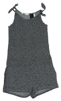 Šedo-černý puntíkatý lehký kraťasový overal H&M