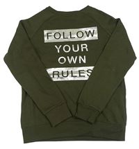 Khaki mikina s nápisy Primark