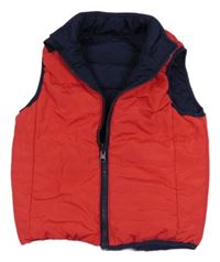 Červeno-tmavomodrá oboustranná zateplená vesta 