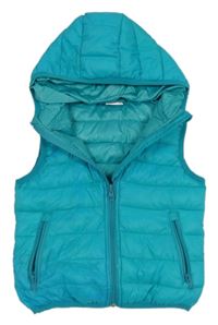Světlemodrá šusťáková prošívaná zateplená vesta s kapucí Impidimpi