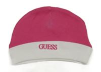 Růžovo-bílá čepice s logem Guess
