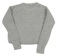 Světlešedý chlupatý crop svetr Page one young