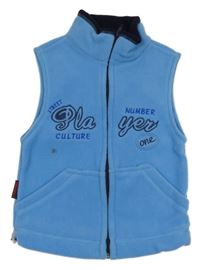 Světlemodrá fleecová vesta s nápisy 