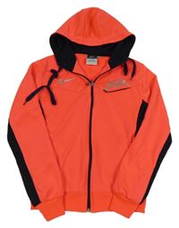 Neonově růžovo-tmavomodrá propínací sportovní mikina s kapucí Nike