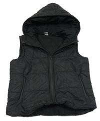 Černá šusťáková zateplená vesta s kapucí Shein