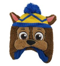 Hnědo-modrá huňatá čepice s bambulí - Tlapková Patrola C&A