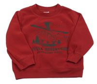 Vínová fleecová mikina s letadlem Carter's