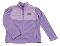 Lila fleecovo/šusťáková propínací mikina s nášivkou 
