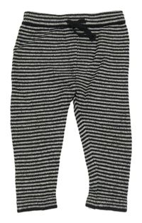 Tmavošedo-bílé pruhované úpletové tepláky F&F