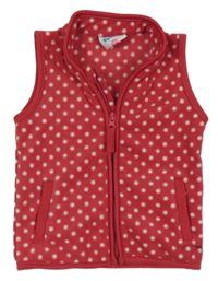 Fuchsiovo-bílá puntíkatá fleecová vesta Topomini