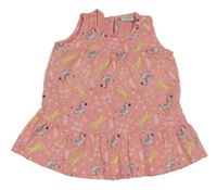 Růžové květované šaty se zvířátky 