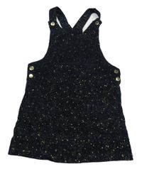 Tmavomodro-zlaté manšestrové třpytivé laclové šaty F&F