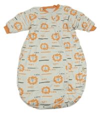 Bílo-šedo-oranžový zateplený spací pytel s lvíčky 