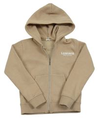 Béžová propínací mikina s nápisy a kapucí River Island