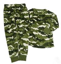 2set - Zeleno-smetanová army plyšová mikina + tepláky Dunnes Stores