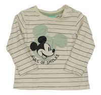 Smetanovo-černé pruhované triko s Mickeym Disney
