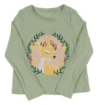 Světlezelené triko s laní Primark