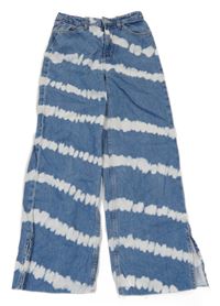 Světlemodro-bílé pruhované široké rifle H&M