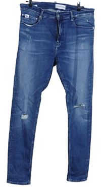 Pánské modré skinny rifle s prošoupáním Calvin Klein vel. 36/32