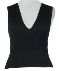 Dámský černý elastický žebrovaný crop top Primark 