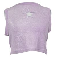 Dámský lila třpytivý crop top s hvězdou 