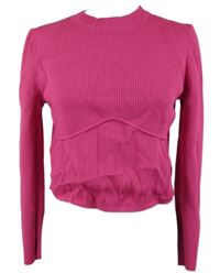 Dámský neonově růžový žebrovaný crop svetr Primark 