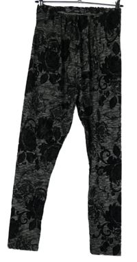 Dámské černo-šedé květované legíny George 