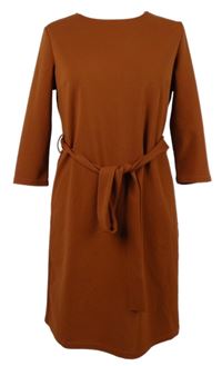Dámské skořicové šatys páskem Amisu 