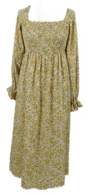 Dámské žluto-bílé kytičkované midi žabičkové šaty MissGuided 