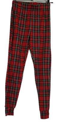 Dámské červené kostkované pyžamové kalhoty Peacocks 
