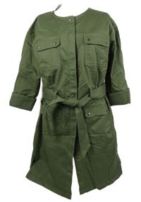 Nové - Dámský khaki plátěný kabát s páskem Next 