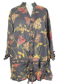 Dámská hnědá květovaná halenka s rolovacími rukávy Ethel Austin 