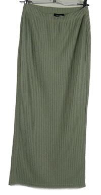 Dámská světlezelená žebrovaná pletená midi sukně New Look