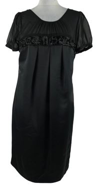 Dámské černé koktejlové šaty s šifonovými rukávy s korálky M&S