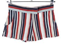 Dámské tmavomodro-červeno-bílé pruhované kraťasy Tommy Hilfiger 