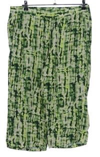 Dámské zeleno-béžové vzorované culottes kalhoty Laura Torelli 