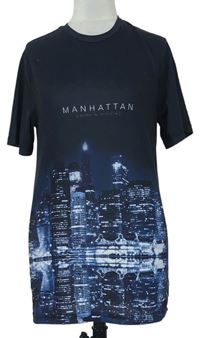 Pánské tmavošedé tričko s potiskem Manhattan 